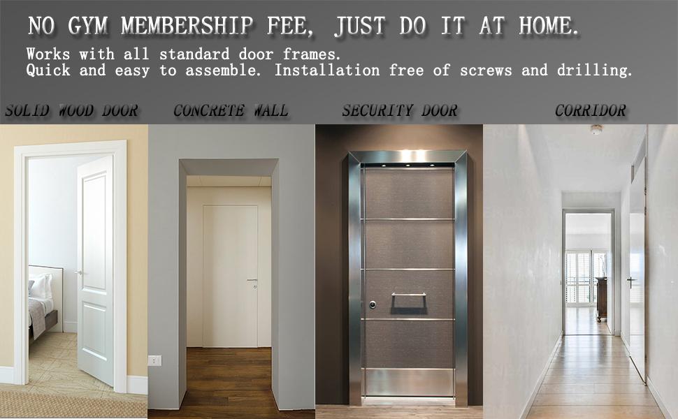 Pull Up Bar for Doorway, Strength Training Upper Body Workout Chin Up Bar with Level Meter and Adjustable Width No Screw Installation for Home Gym Exercise Fitness