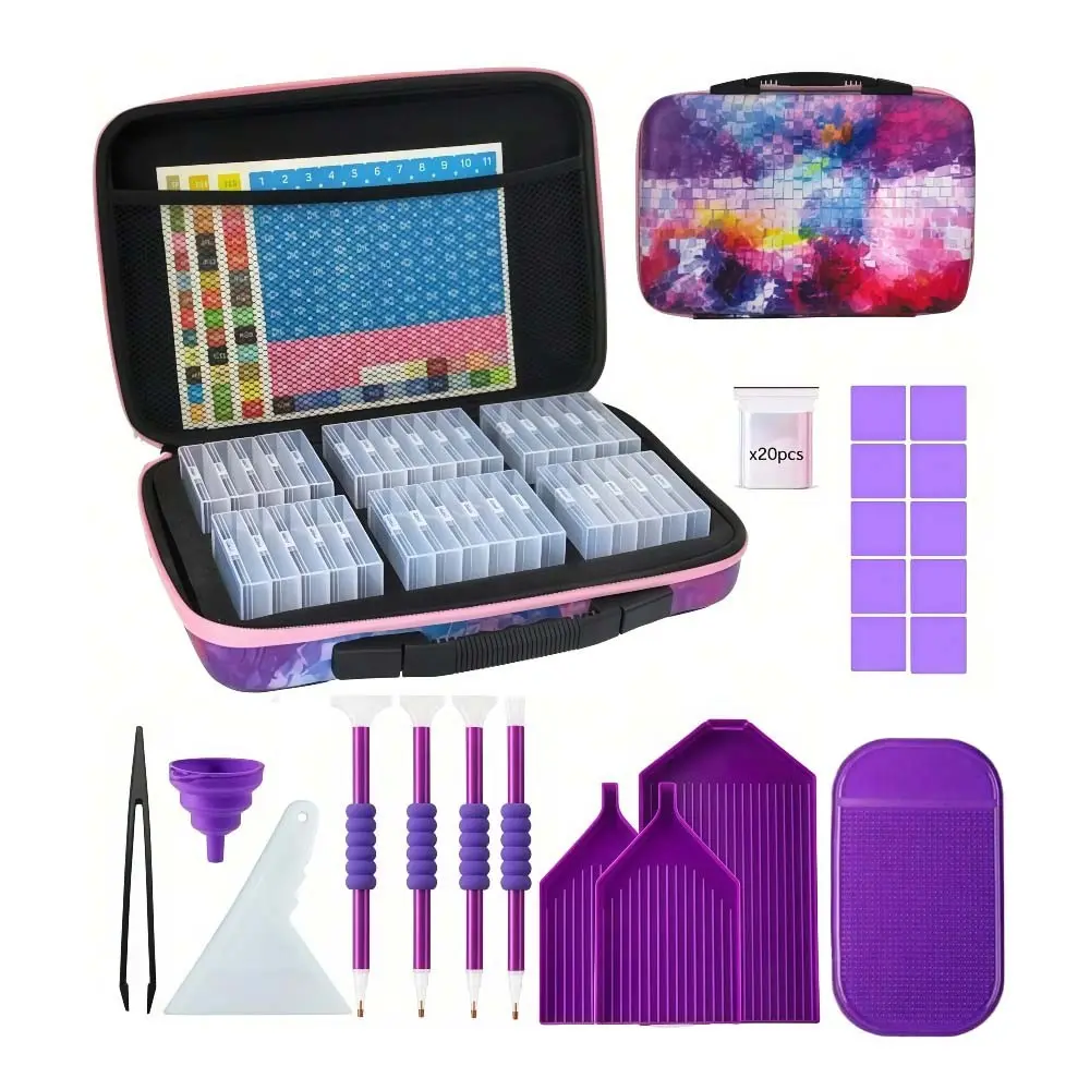Diamond Art Storage Box, Bead Organizer with Tools, 5D Embroidery Accessories Container, DIY Craft Supplies, Seed & Rhinestone Holder