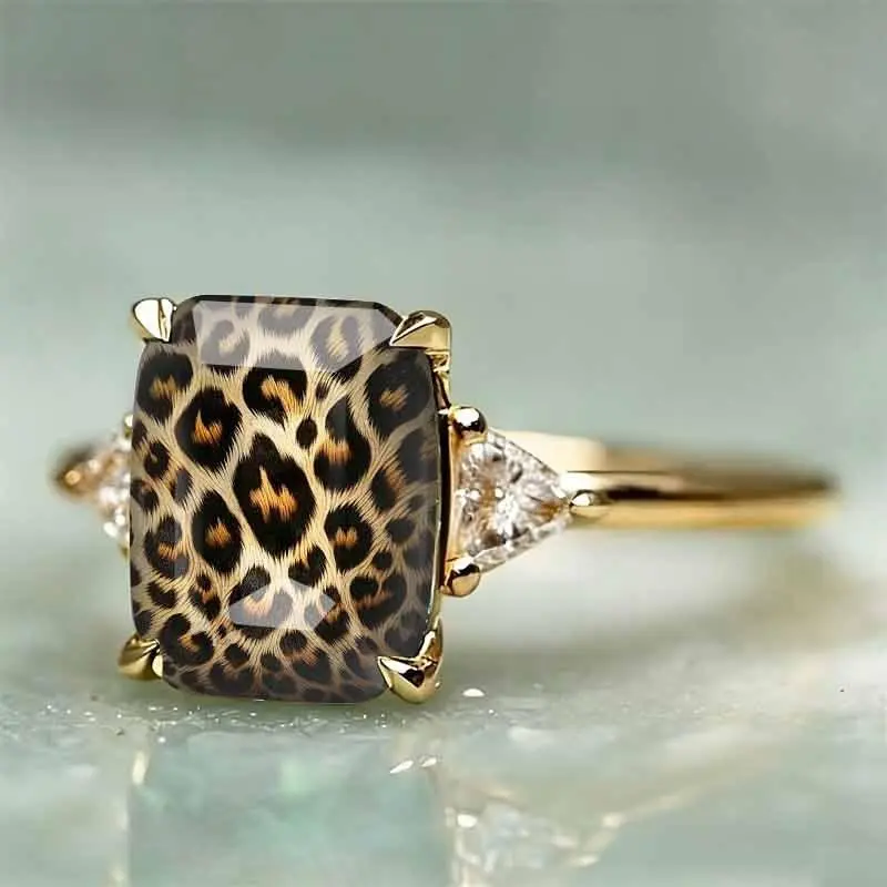 Viral Pick Leopard Print Statement Ring with Printed Band and Polished Finish Stackable Fashion Jewelry for Women Party and Daily Wear