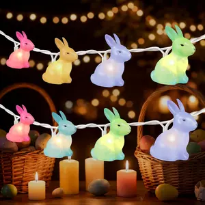 Easter  Decoration Lights Outdoor, 8.5   Bunny String Light with 10 Multicolor  Shaped Lights for Easter Indoor Bedroom Birthday Party Wedding Decor
