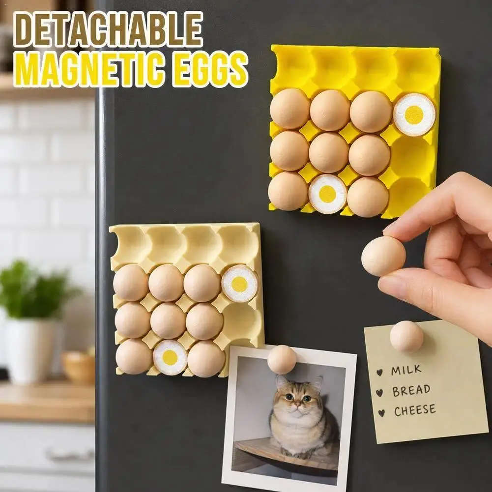 1/2/3Pcs Cute 3D Refrigerator Magnet Set Egg Shape Fridge Decor Magnets Funny Magnetic Photo Sticky Decorative Whiteboard