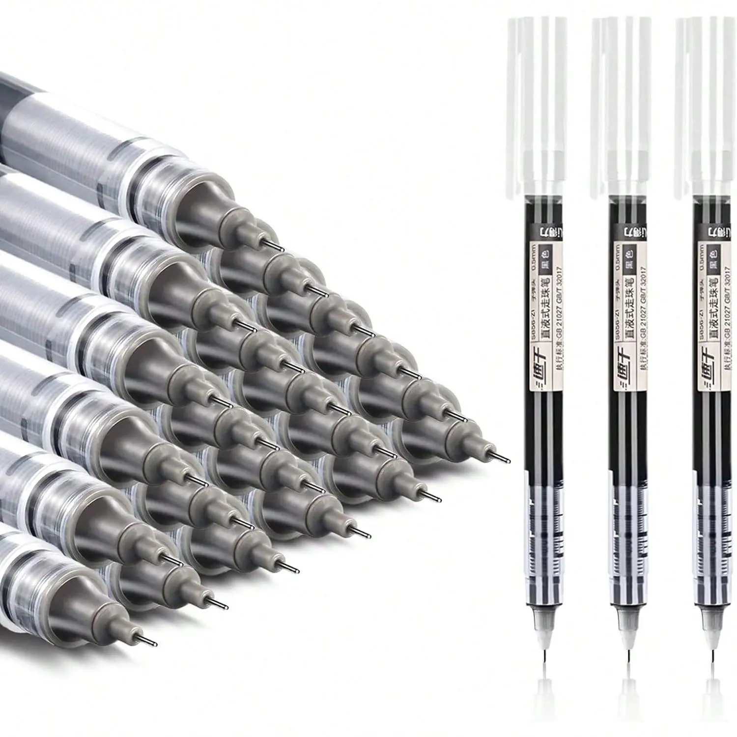 0.5mm ABS Liquid Ink Micro-Tip Rollerball Ballpen Set, Black/Blue/Red Pens with Refills, Extra-Fine Smooth Writing for Office Supplies & Back to School (10/20/40PCS)