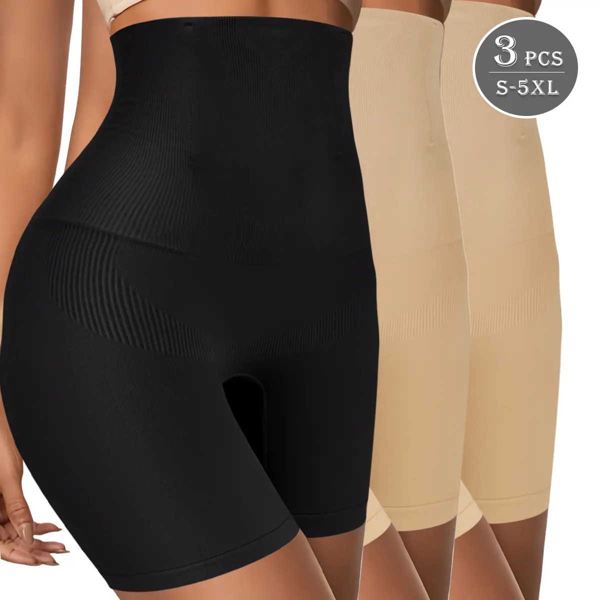 QUASTI 3PCS Women's High Waist Tummy Control Boy Shorts, Seamless Stretch Spandex Shapewear Underwear, Regular & Plus Size Boyshort Panties, Soft Bottoms for Daily, Skirt Wear & Sports Activities