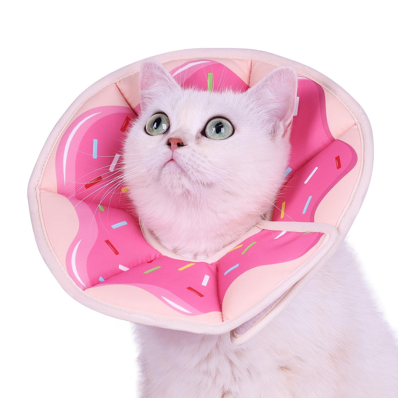 Cartoon Printed Cat Elizabethan Collar, Soft Lightweight Pet Protective Cone with Anti-chew Design, Adjustable Buckle for Post-surgery Recovery