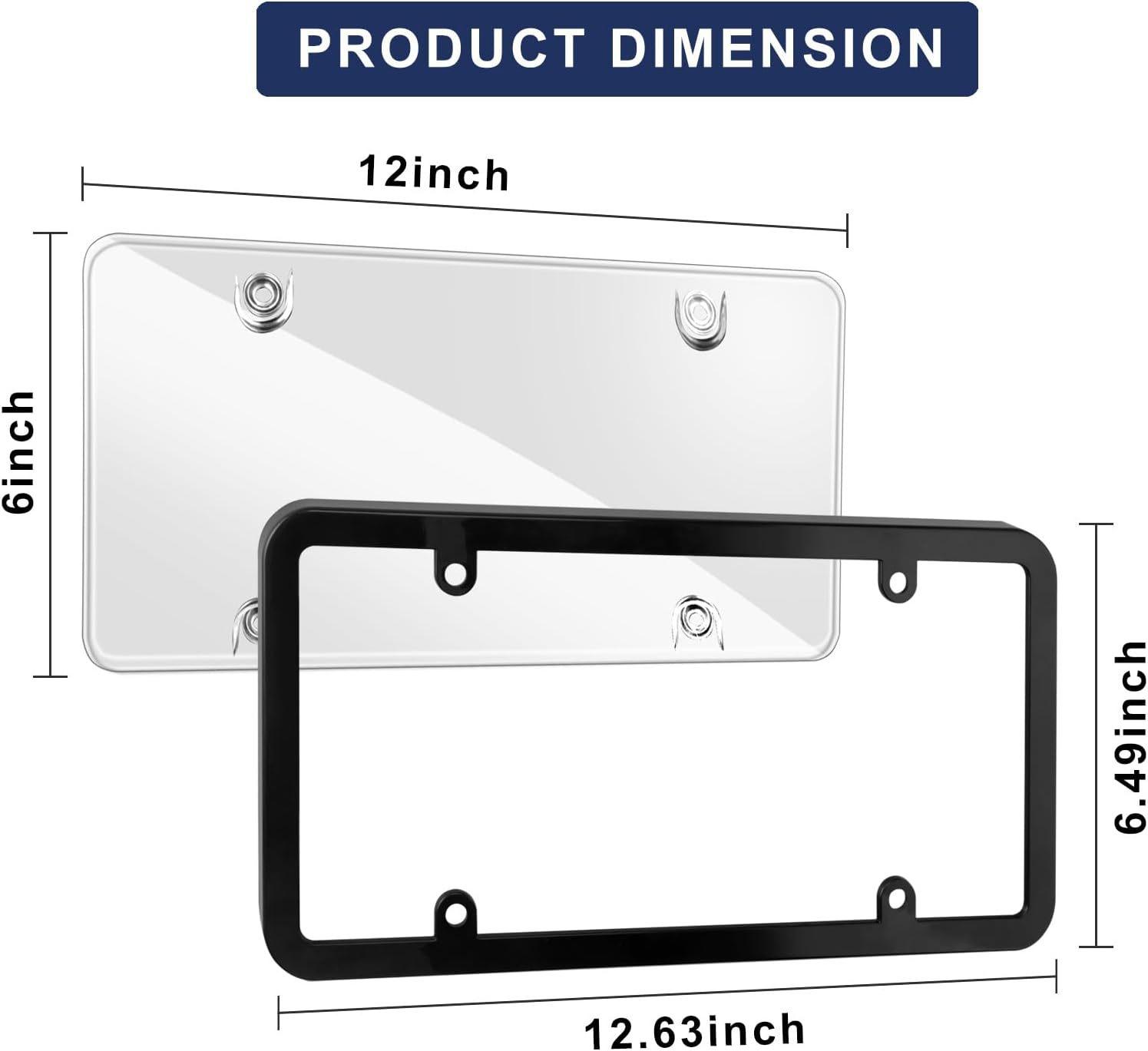 2pcs Universal License Plate Cover Frame - Aluminum Frame Holder Durable Weather, Resistant Rust, Proof w/Screws & Caps,Easy Installation(FS)