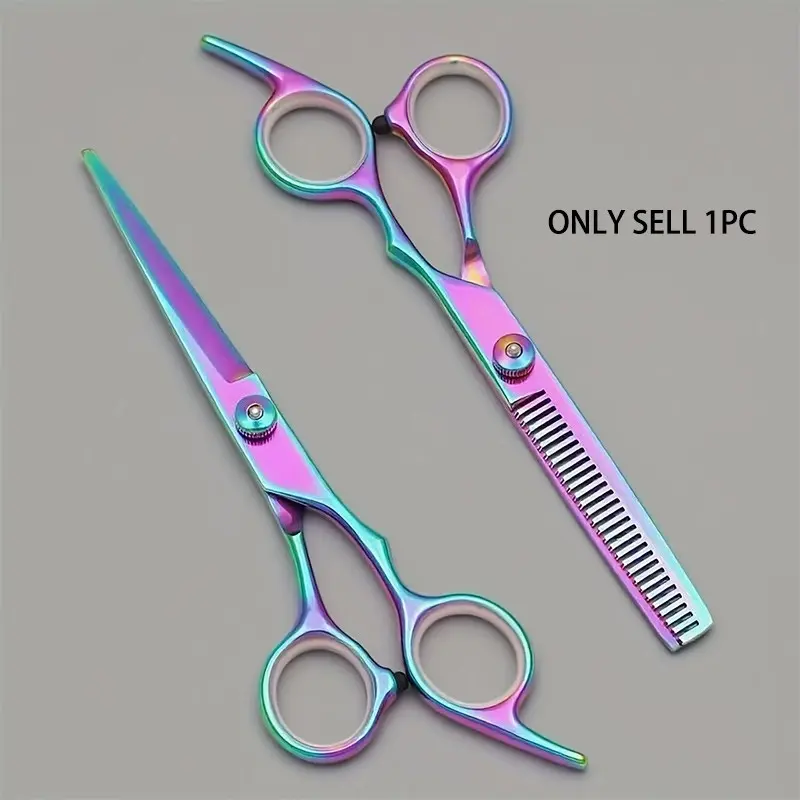 Colorful Haircutting Scissors, Flat Blade Trimmer, Tooth Comb, Thinning Razor, Separate Design, Ideal for Styling Bangs, 1 Piece
