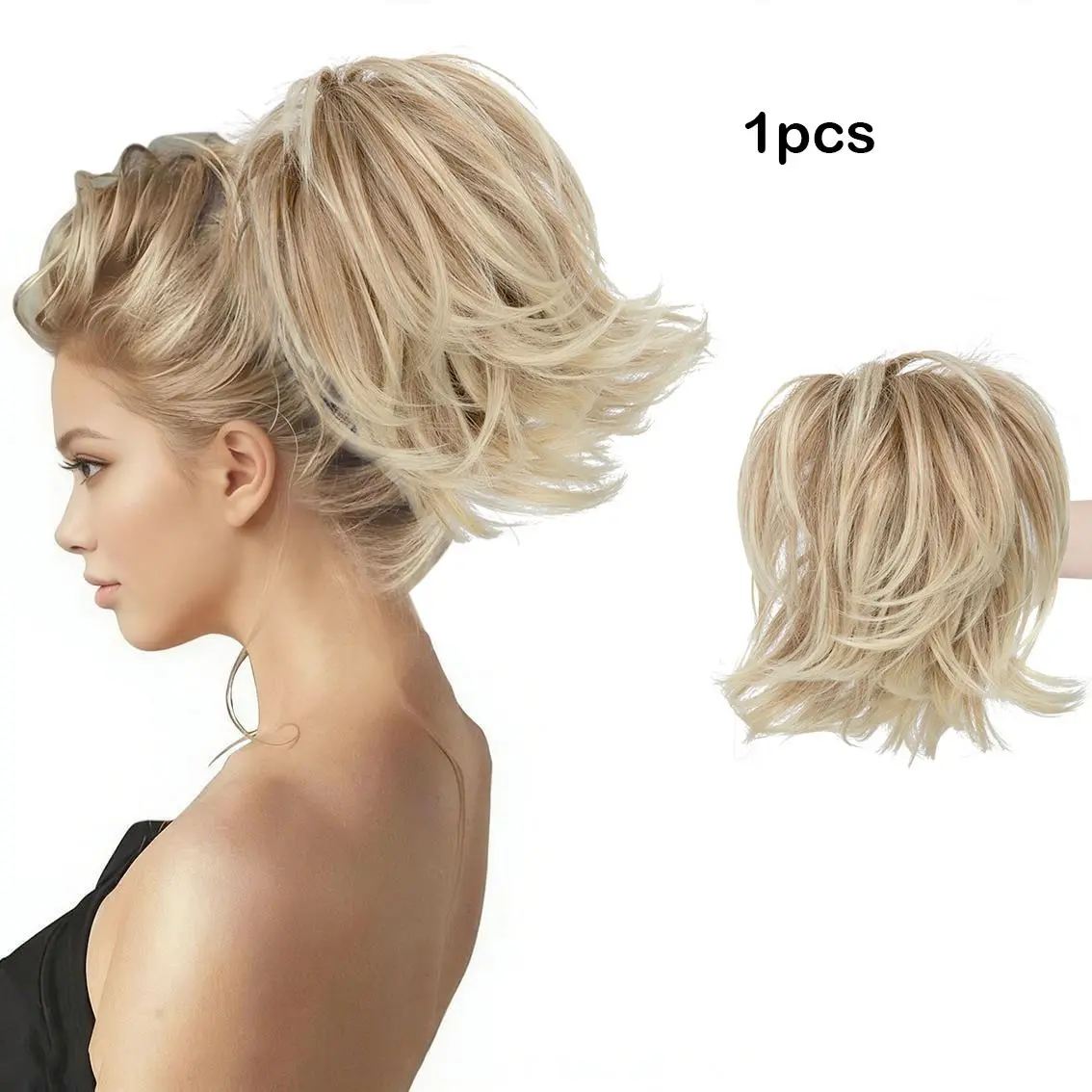 Adjustable Shark Clip Hair Extension, Natural Volume Straight Ponytail Wig, European Style Short Claw Clip False Hair Piece