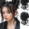2 Piece Bun Set Messy Updo Bun Hair Loop Fake Hair Synthetic Fiber Hairpieces with Braid Elastic Hair Accessory Tail Ladies Synthetic Curly Wave Hair Coil Thick Updo Hair Loop Everyday Synthetic Bun Natural Hair Color
