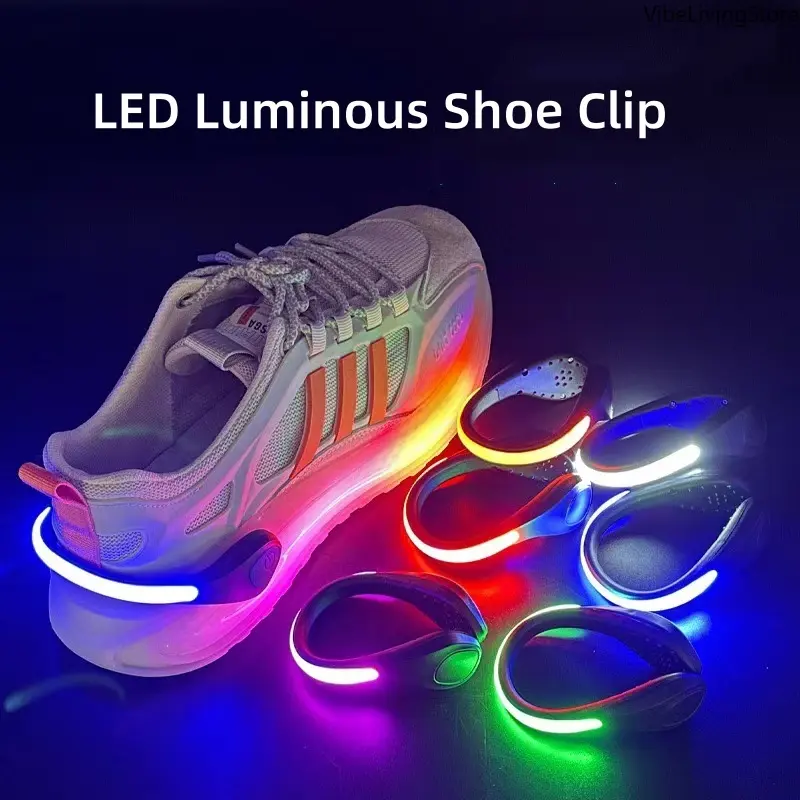 LED Luminous Shoe Clip Lights - 45g Plastic Body, RGB Safety Glow, Fits Most Shoes, for Outdoor Sports (Running, Cycling), Night Warning Lighting Accessory