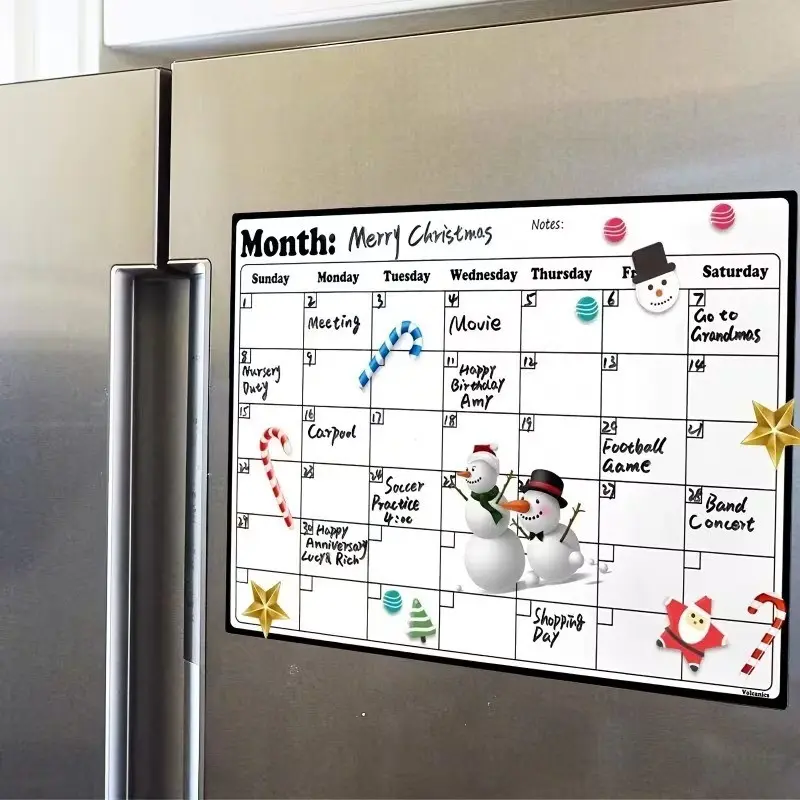 Erasable Calendar for Refrigerator, Weekly and Monthly Planning, Ideal for Home Office Kitchen, Includes Memo Area, Shopping List