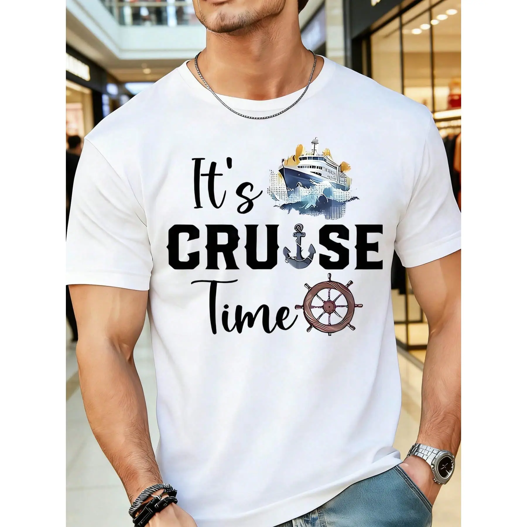 Men's Nautical Graphic T-Shirt - 100% Cotton Soft Stretch Short-Sleeve Tops, Casual Oversized Atomic Washed Vintage Shirt for Summer Vacation, Cruise Travel, Gooner Eat Sleep Goon Repeat Meme Design, Streetwear, Tshirt, Shortsleeve