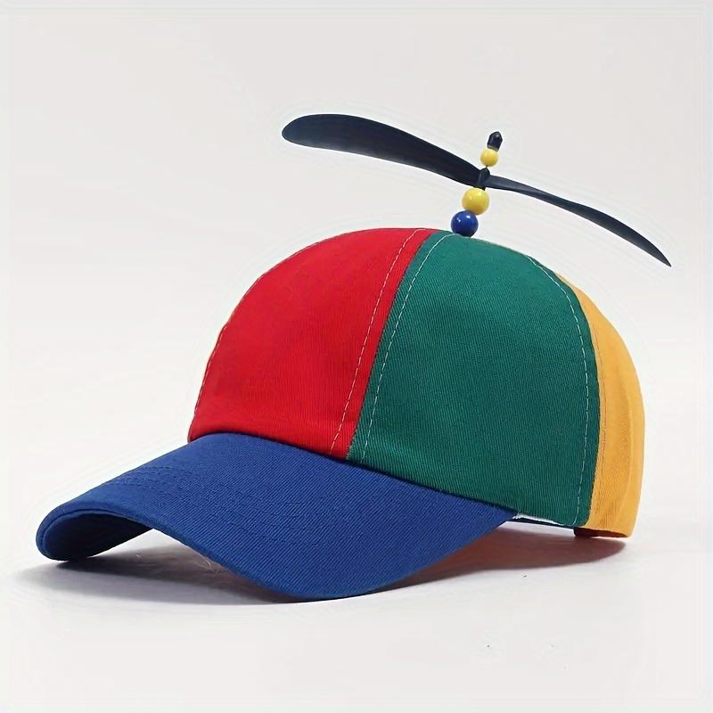 Creative and fun Detachable Adult Propeller Hat Baseball Cap,Rainbow Top Hat Brightly Rainbow, bamboo dragonfly rainbow color blocked duckbill cap,