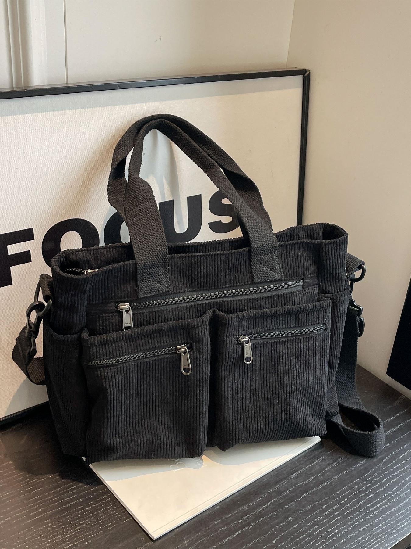 25 fall&winter Women's Casual Solid Color Zipper Crossbody Bag, Large Capacity Multi-pocket Design Portable Shoulder Bag for Daily Used, Girl Fashionable Shopping Bag