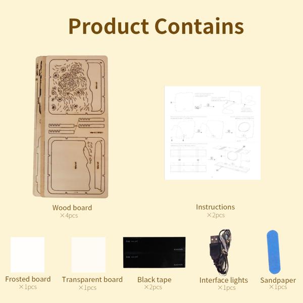 3D Wooden Puzzles For Adults Starry Sky Model Kit Night Lights Desk Decorations Birthday Gifts For Women