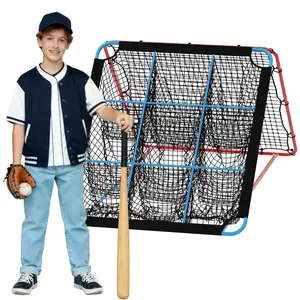 7x5Ft Baseball Rebounder Net with 9-Hole Pitching Zone, 12-Angle Adjustable Dual-Sided Training Equipment for Baseballs, Youth, All Levels (Softball, Volleyball Compatible)
