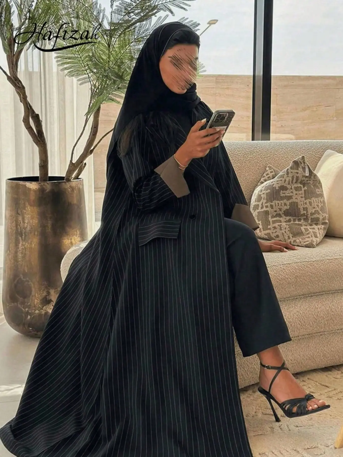 Striped Lapel Colorblock Sleeve Blazer Long Cardigan, Loose-Fitting Business Casual Women's Outerwear, All Seasons Aesthetic Fashion