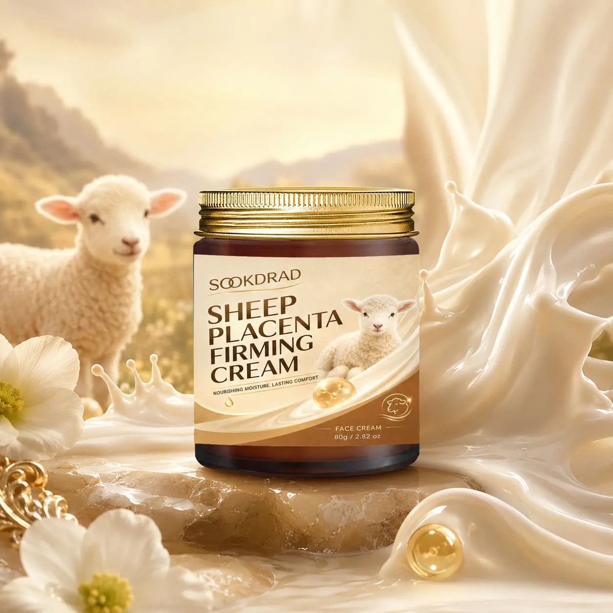 Sheep Placenta Firming Face Cream, Sheep Placenta, Nourishing Moisture, Lasting Comfort, Face, 80g / 2.82 oz