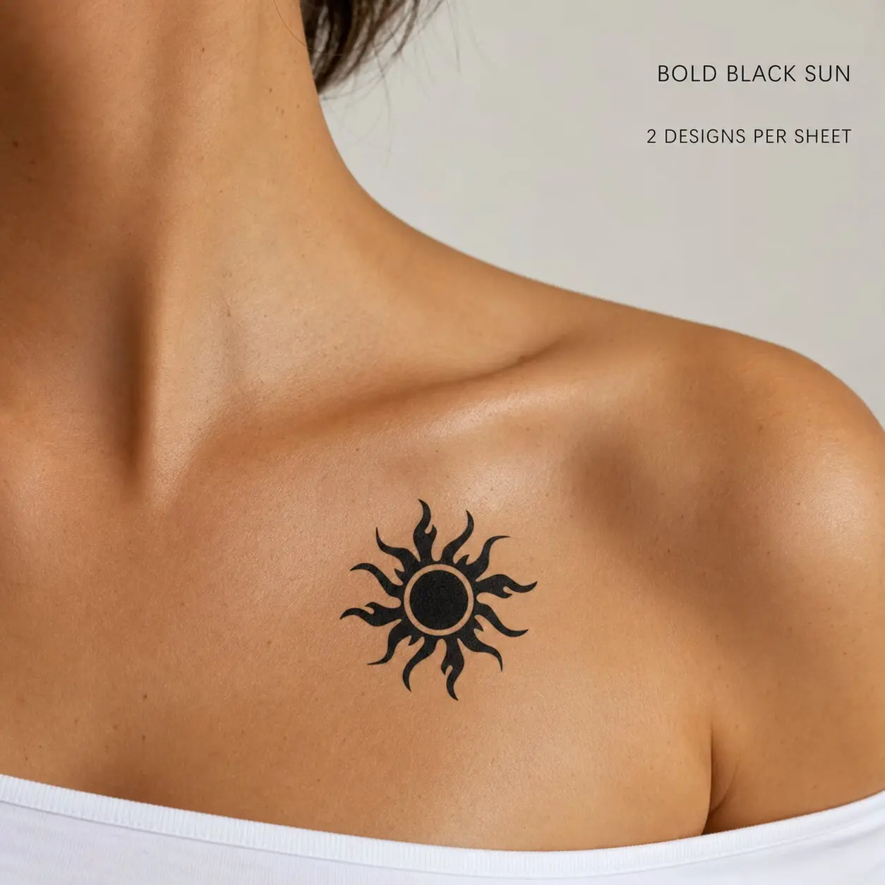 4 Pack Tribal Sun Temporary Tattoo Stickers, Black Sun and Mandala-Inspired Fake Body Tattoos for Adults, Festival, Beach and Party Accessories