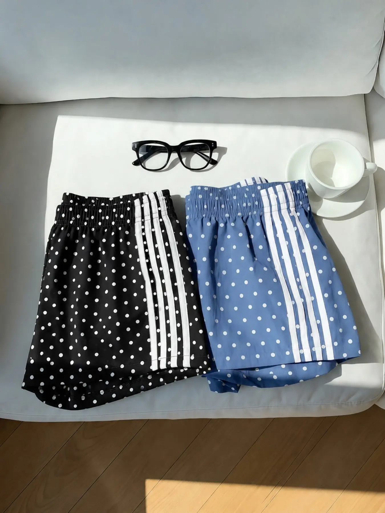 2-Pack Y2K Retro Polka Dot Striped Shorts, Casual Loose-Fit Summer Bottoms, Fashionable Daily Wear for Beach and Outdoor Activities