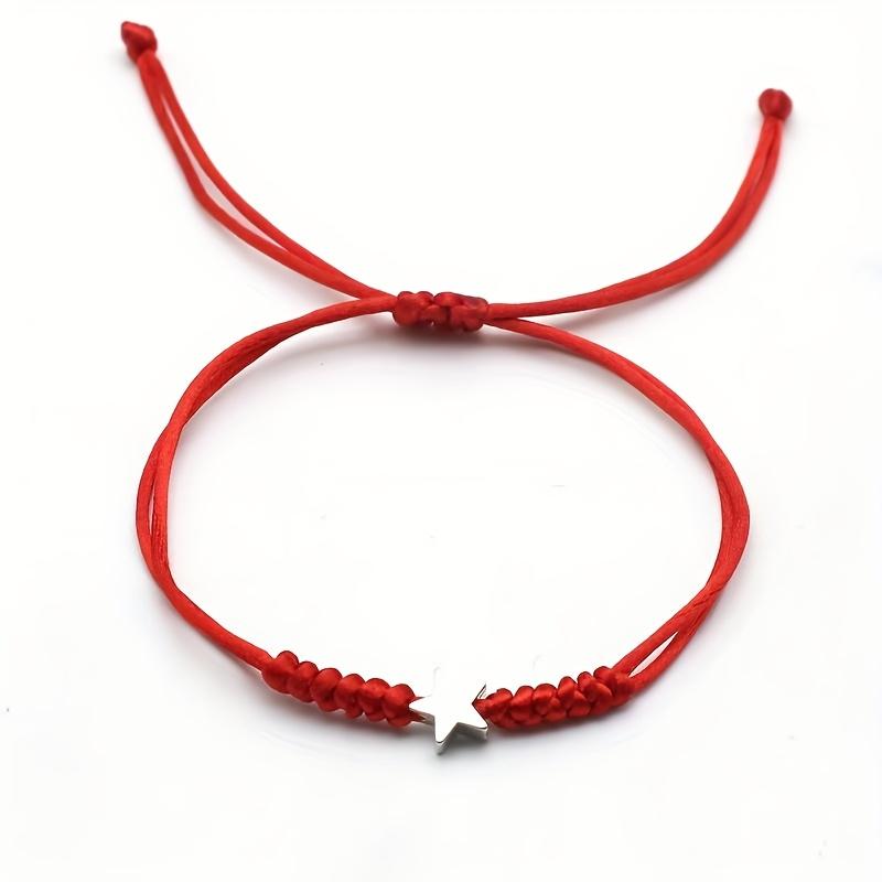 A Easy And Cute Multicolored Star Couple Handmade Woven Red String Bracelet, Minimalist Wrist Accessory, Pentagram, for Couples, Best Friends, And Parent- Matching Bracelets