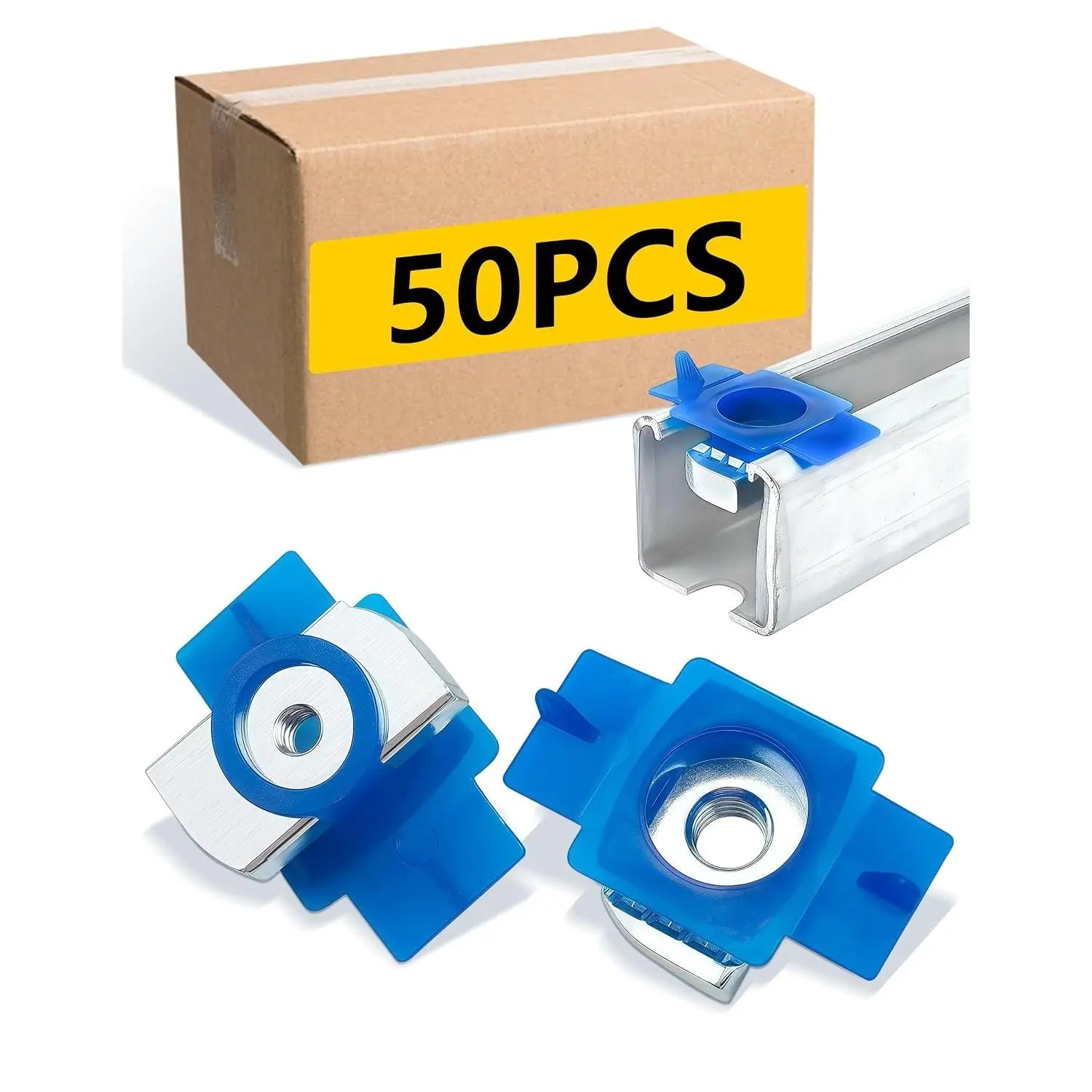 50-Pack 3/8"-16 Strut Channel Nuts, Unistrut Hardware Nylon Cone Nuts, No Spring Twist & Lock Tool-Free for 1-5/8" US Strut Channel, Ideal for Solar Panel & Electrical Conduit Mounting