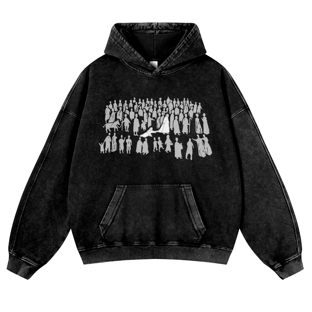 Women's Christian Printed Hoodie Cotton Hoodie - "By His Wounds We Are Healed" Graphic, Unisex Streetwear Clothing Casual Top 380g Autumn VIntage Washed Hoodie Graphic Sweatshirt