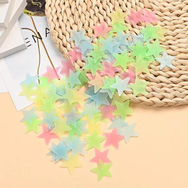 Glow in The Dark Stars for Ceiling, 2‑Piece Luminous Star and Moon Wall Stickers for Kids Bedroom & Nursery Décor, Multi‑Color Glowing Room Decorations, Easy Peel & Stick (Multicolor)