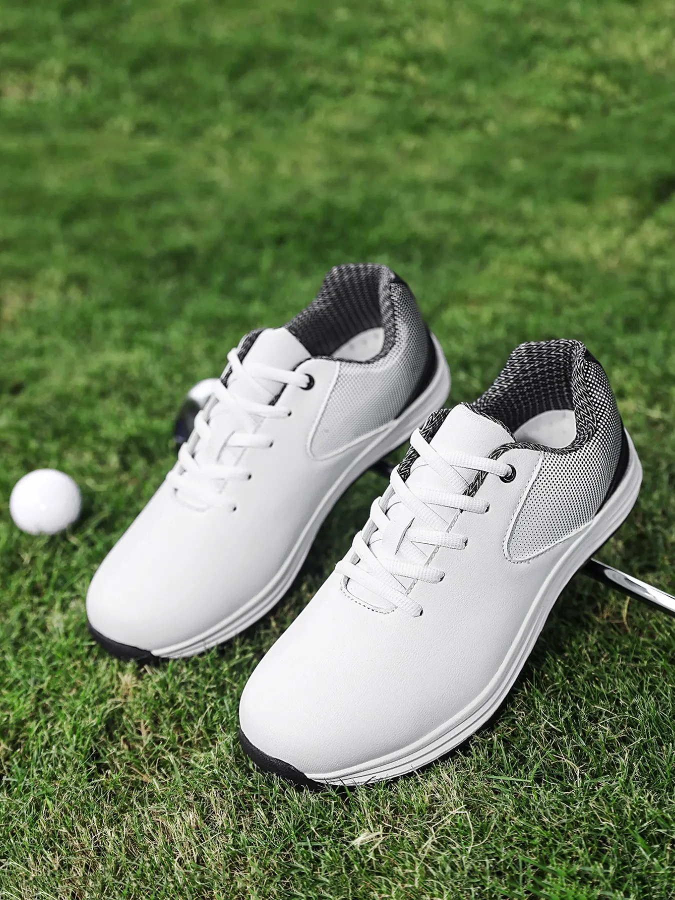 Men's Professional Golf Shoes, Waterproof Ultra-Fiber Leather, Low Top Lace-Up, Anti-Slip Rubber Sole, Comfortable & Durable