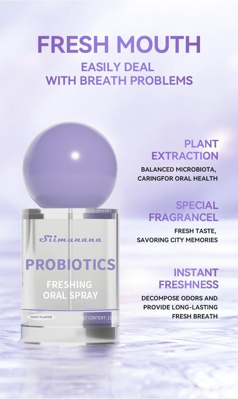 15ml Probiotic Oral Spray - Long-Lasting Freshness & Daily Oral Care, Portable Gentle Breeze Mist for Fresh Breath Sugar-Free & Must-Have Travel Essentials Breath Freshener