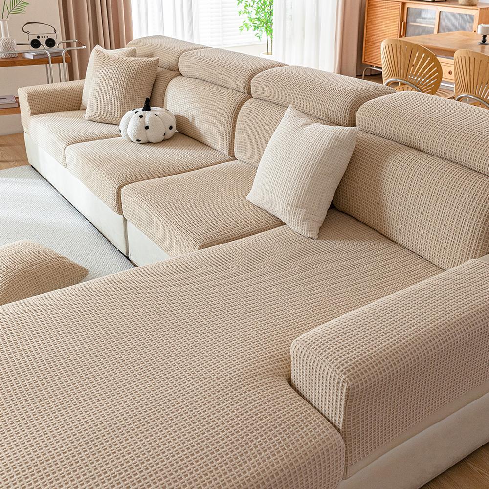 Solid Color Geometric Pattern Sofa Cover, 1 Count Non-slip Sofa Slipcover, Dustproof for Home Living Room, Home Decor, Sofa Couch Covers
