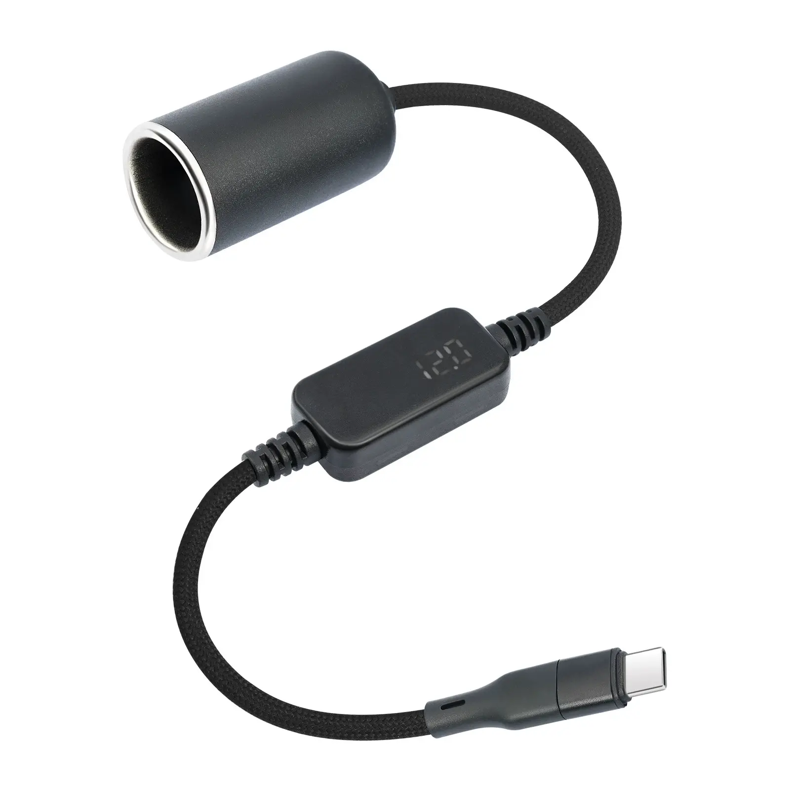 USB C to Cigarette Lighter Adapter Type C Male 5V to 12V Cigarette Lighter Socket Adapter for Dash Cam GPS Car LED Light Strips