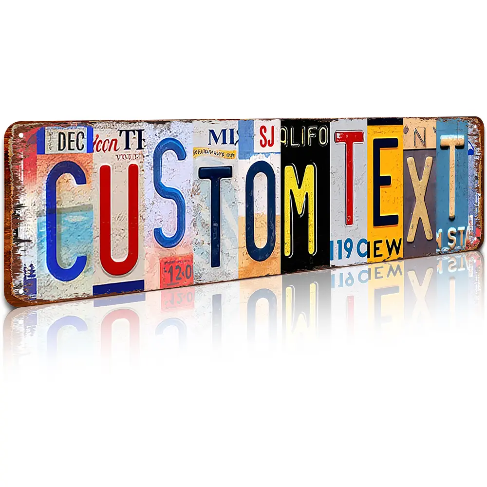 "Custom Text" License Plate Custom Text Sign Aluminum Metal Sign, 4x16 Inch Vintage Street Wall Decor for bedroom, office, garage, Waterproof & Rust-Free, bedroom decor, room decorations, funkyroom decor, vintage metal art, gift, home decor wall art