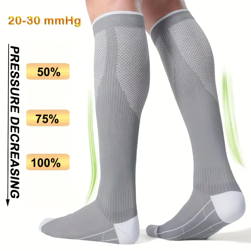 [Compression Socks Support] Unisex Compression Stockings, 20-30 MmHg Knee-High Compression Socks, Circulatory Support Stockings. Suitable For Running, Nursing, Travel, And Sports - Soft And Breathable