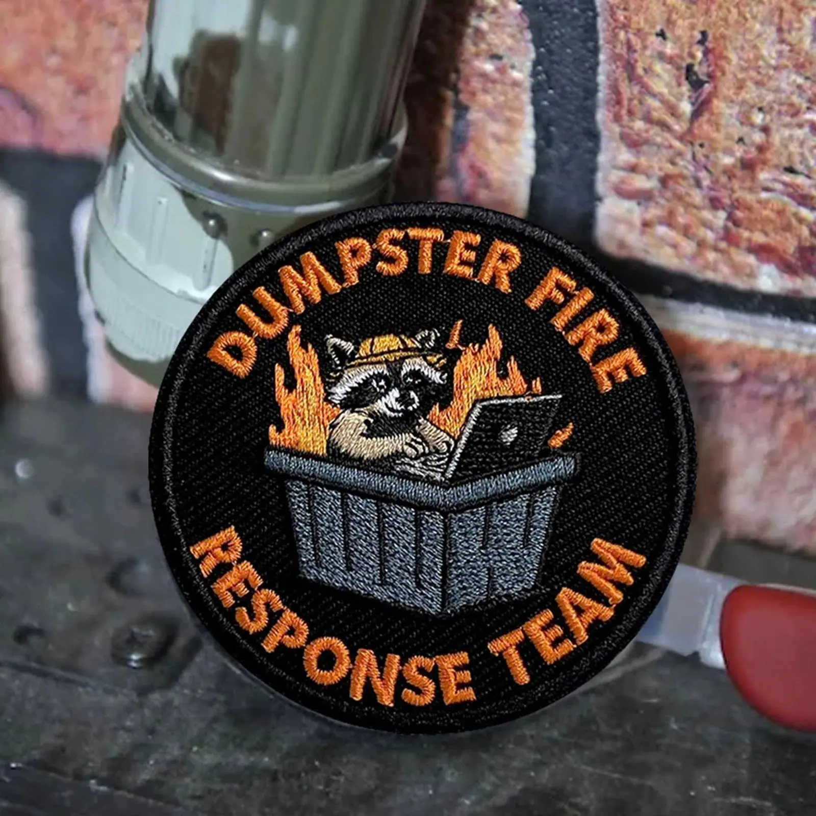 Dumpster Fire Response Team Tactical Patch Raccoon Hook&Loop Embroidered Patches Morale Badge Military Armband Backpack Stickers