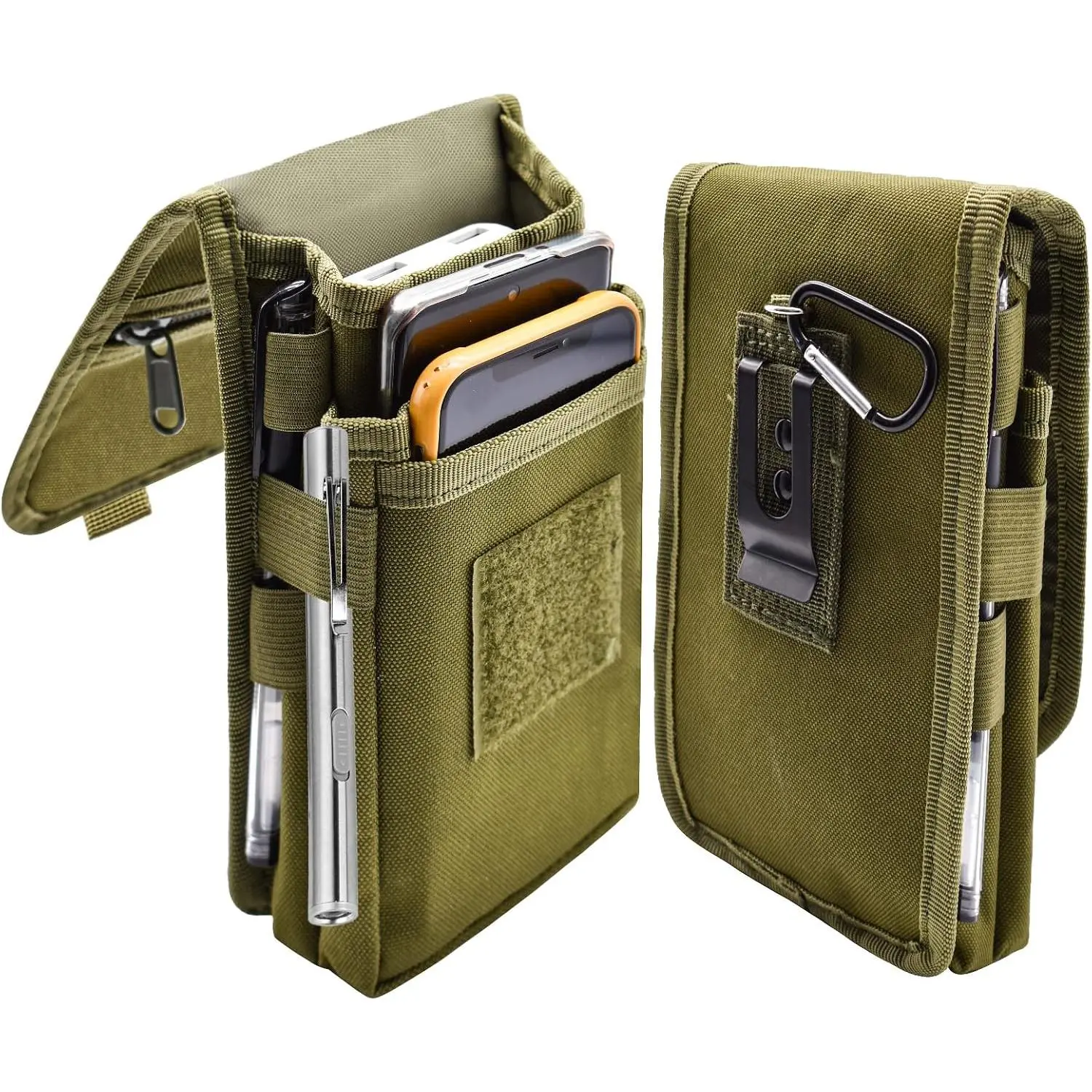 Phone Holster, Large Smartphone Pouch, Belt Cell Phone Holder for  16/15/14 Pro Max &  Phones, Compatible with Power , for Work, Hiking, Camping, Barbecue, Rescue (L)