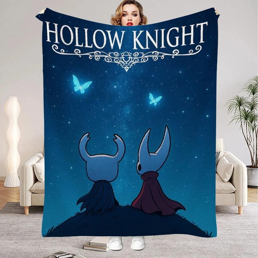Hollow Knight Game Blanket Ultra Soft Flannel Cozy Warm Bedroom Living Room Couch Sofa Home Decor Throw Decorative Throw Perfect Birthday Gift Christmas Gift for Gamers Kids Adults Viral Trending Cute Bug Knight Aesthetic Style