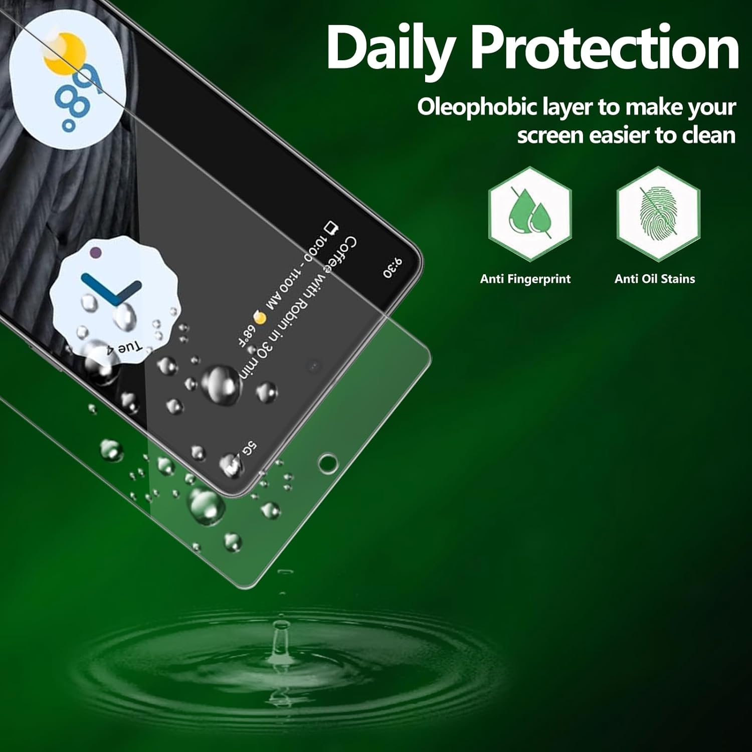 2 Pack for  Pixel 7a Screen Protector, Tempered-Glass, -curved Edges, Case Friendly, Bubble Free,  Clear, Easy Installation