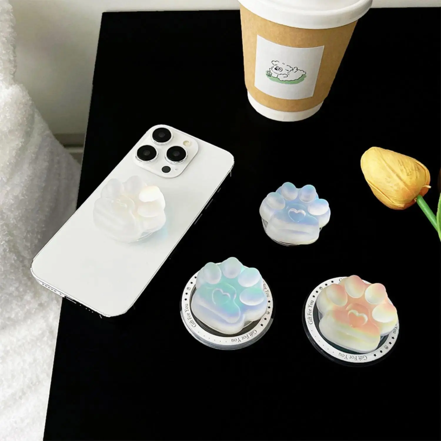 For Phone Airbag Stand Colorful Iaser Three Dimensional Cat Paw Magnetic Magsafe Back Sticker Creative Retractable Support frame