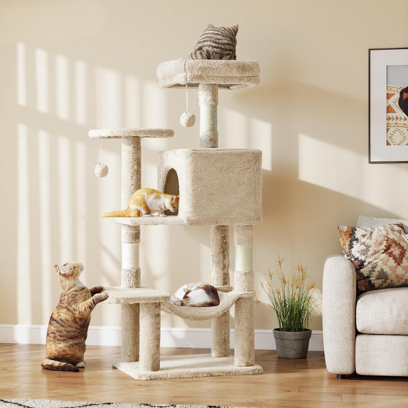 44 Inch Indoor Cat Tree, Cat Tower - Multi-Level Cat Condo Cat Furniture with Scratching Post, Hammock, Cave, Anti-Tilt Stable House Condo Pet Playhouse, Easy to Assemble, Perfect Gift for Indoor Kittens And Cats, Pet Home