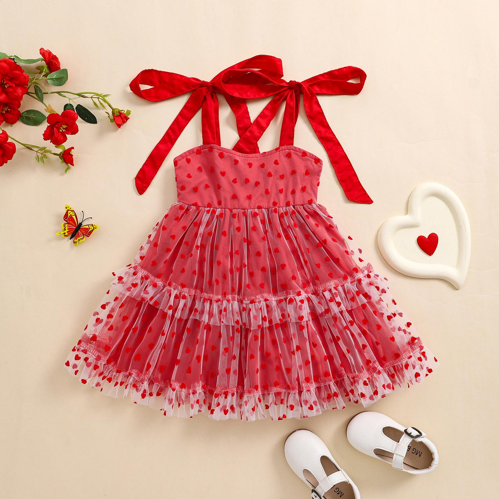 Toddler Baby Girl Princess Boho Dress Sleeveless Spaghetti Strap Swiss Dots Ruffle Tulle Dress Little Girls Summer Outfit