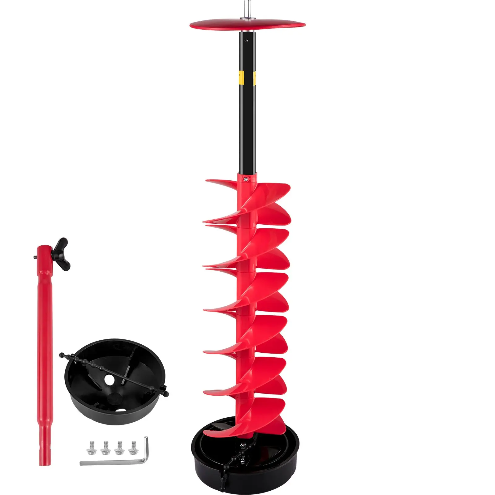 VEVOR Ice Drill Auger, 6\" Diameter Nylon Ice Auger, 39\" Length Ice Auger Bit,Auger Drill with 11.8\" Extension Rod,Auger Bit with Drill Adapter,Top Plate & Blade Guard for Ice Fishing Ice Burrowing