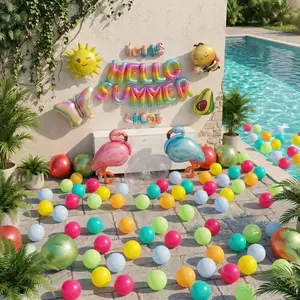 91 count " Summer" Foil Balloon Decoration Kit, Tropical Summer Party with   Butterfly Avocado Mylar Balloons -in- Set, Rainbow Letter for Pool Party, Beach Party, Summer Decor