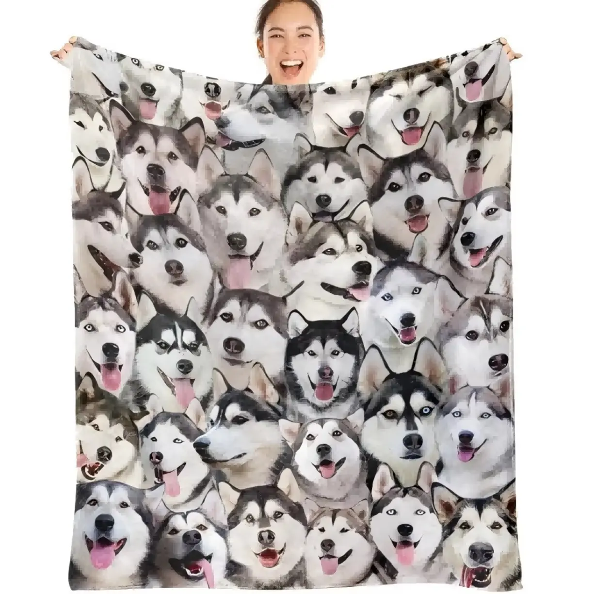 Husky Dog Flannel Blanket, Super Soft Cozy Throw, Adult Flannel Blanket, Kids Flannel Blanket, Plush Sofa Bed Travel National Dog Day Pet Lover Gift