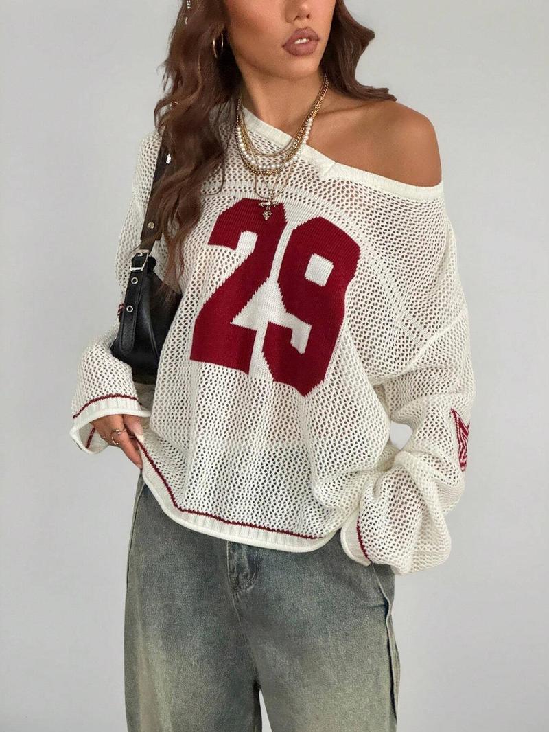 Hollow Football Y2k Sweater, Women Streetwear, Retro Fashion Pullover, Unisex Knitwear Tops, Knitted Sweater for Couple