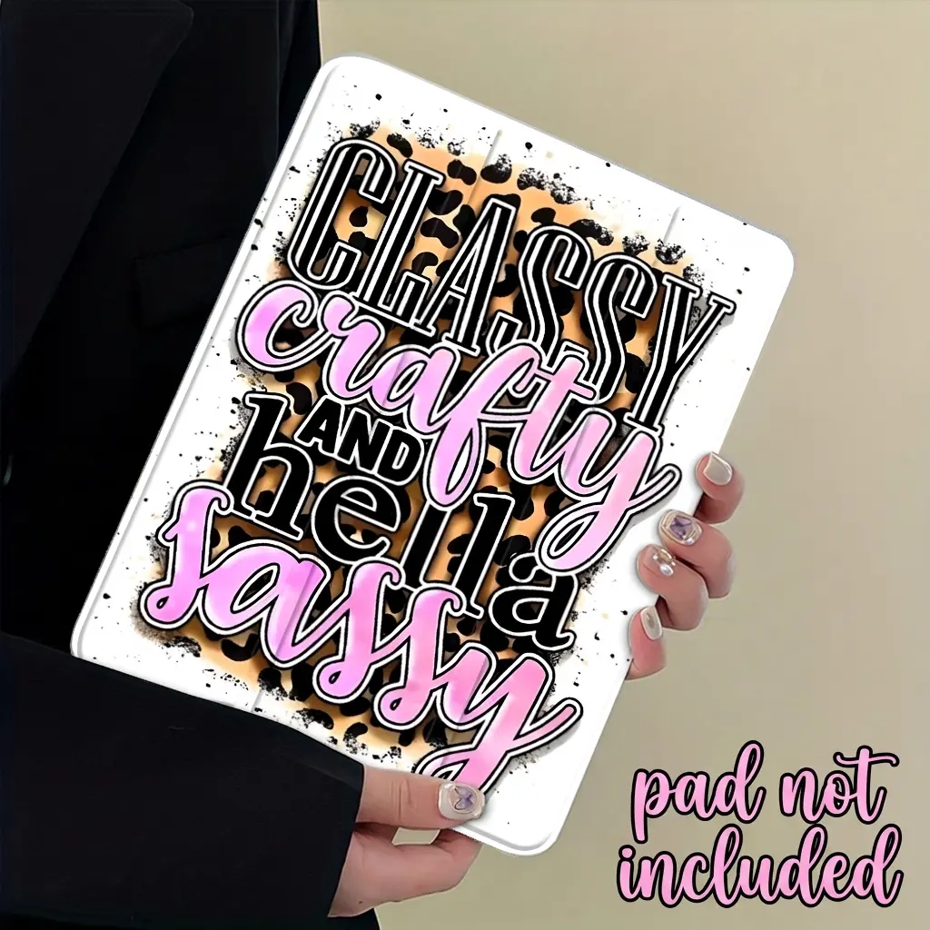 Leopard Print Tri-Fold Stand iPad Case, Durable Tablet Casing, Transparent Acrylic Hard Back Panel With Pencil Slot, Suitable for all iPad models, Scratch-resistant Ultra-thin, Shock-resistant Full Cover Suitable for Offices, Schools and Home (Case Only)
