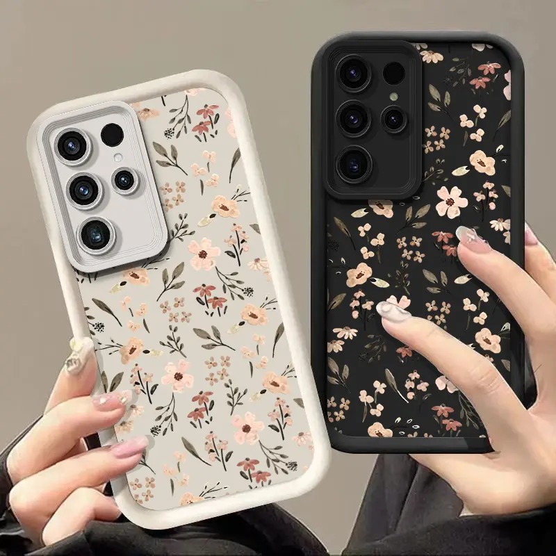 Retro Flowers Cute Pattern iPhone Case for Samsung Galaxy S26 S24 Plus S25 S23 S22 S21 Ultra FE S24+ Note20 A54 A53 A52 A36 A35 A34 A33 A17 A16 A15 A14 A13 Soft Gel Cover with Camera Protection, Gift for Her