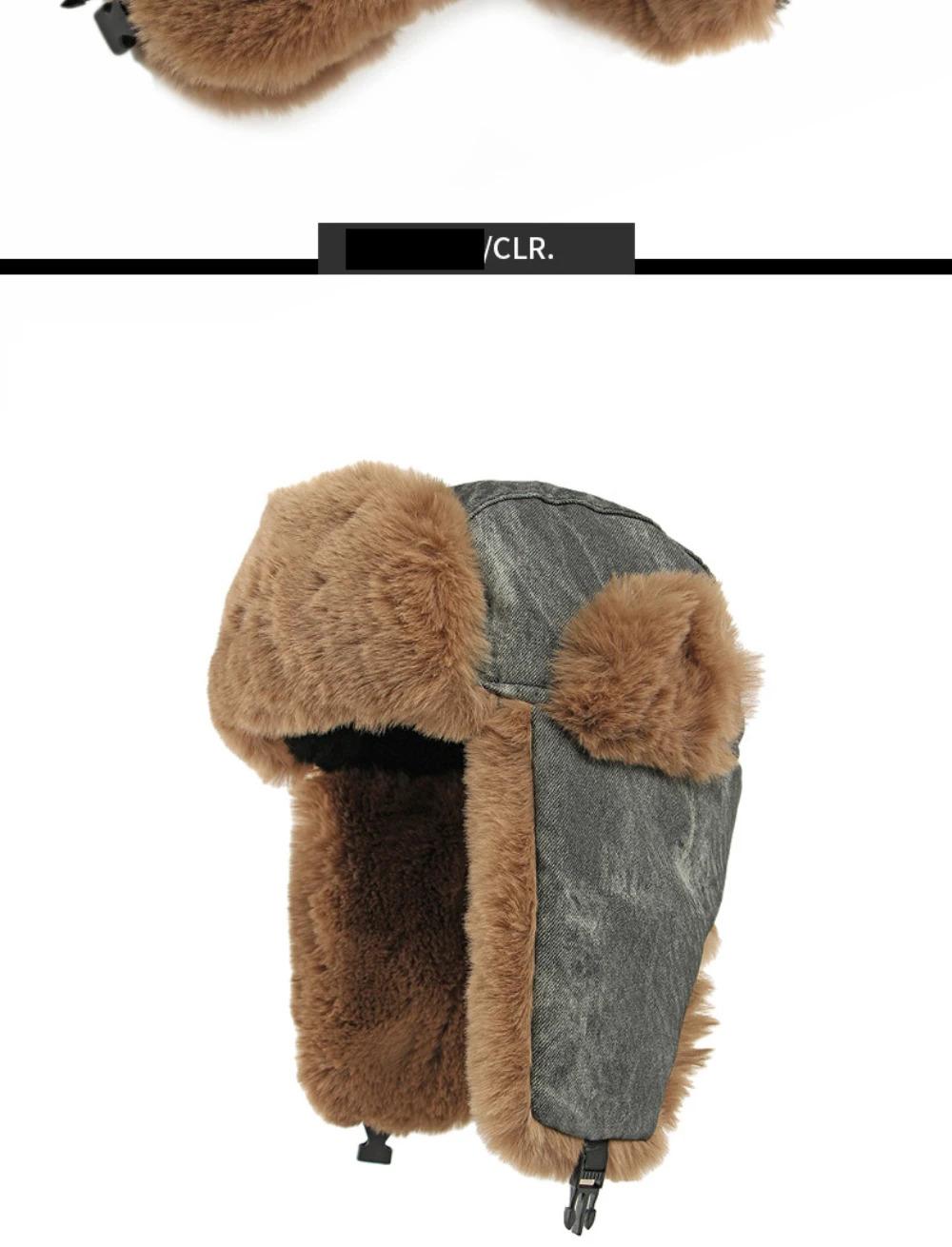 HT4983 Russian Hat Thick Warm Winter Hats for Men Women Fluffy Fur Russian Hat Male Female Ski Earflap Cap Windproof Bomber Hat