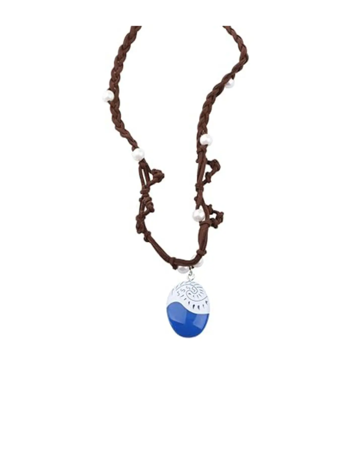 Moana Ocean Tear Drop Pendant Necklace, Braided Rope, Faux Pearl, Adjustable Extender Chain, Bohemian Beach Jewelry Gift for Women