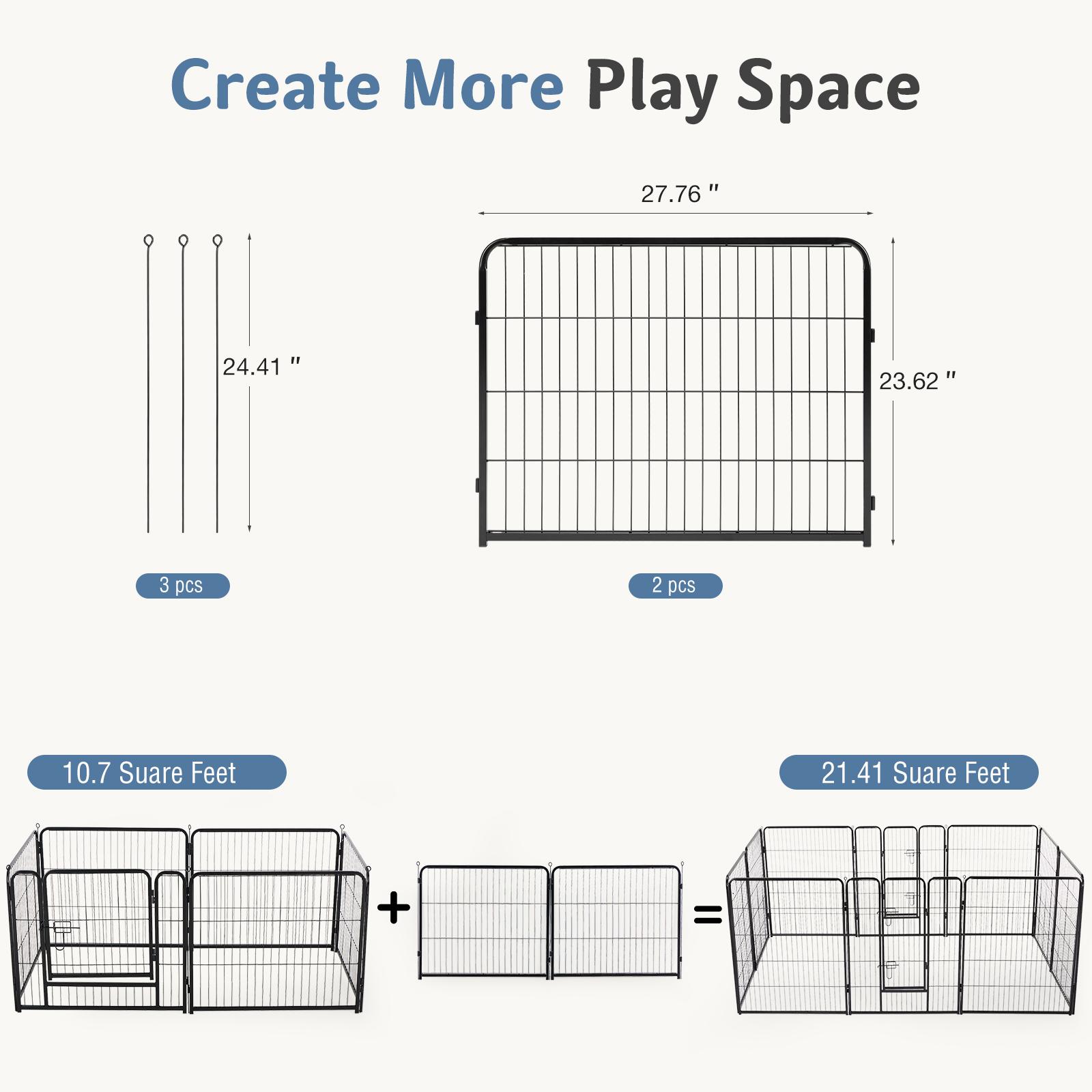 Metal Material, Foldable Pet Fence With A Door, Suitable For Small, Medium And Large-sized Dogs Outdoors