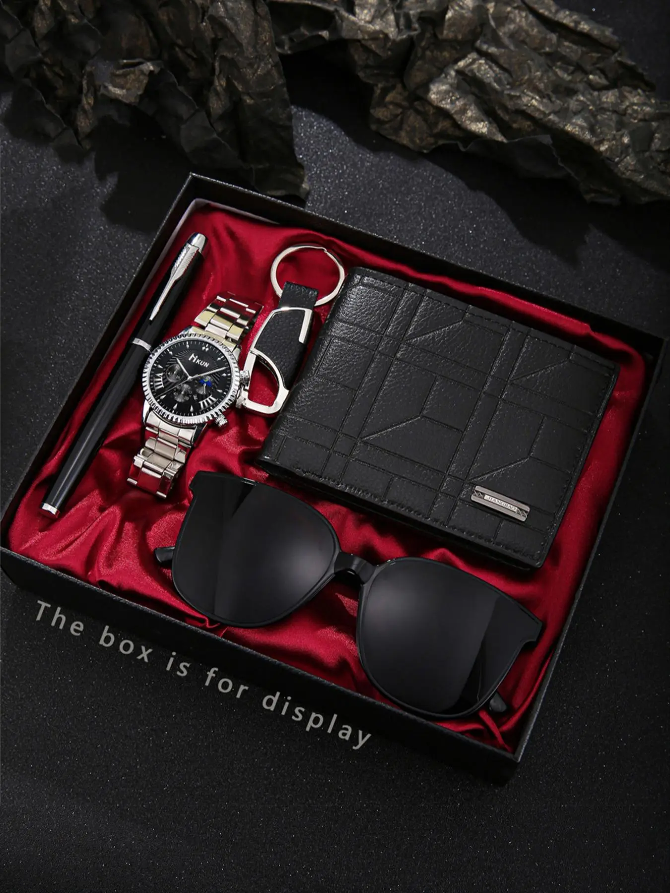Men's 5-Piece Gift Set, Wallet Watch Sunglasses Pen Keychain, Business Casual, Father's Day Graduation Valentine Christmas Gifts, Fathers Day Present, Fathers Day Gifts Set